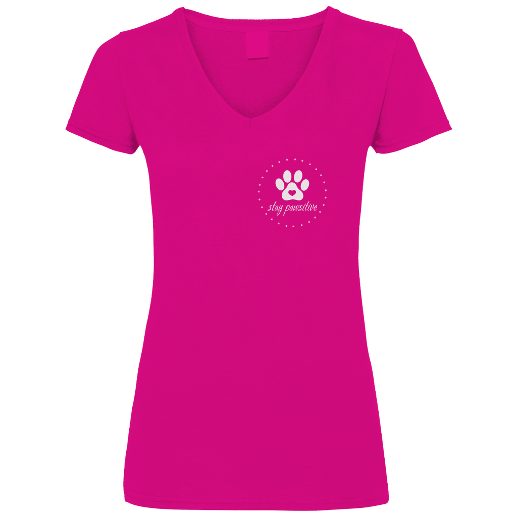 Stay Pawsitive - V-Shirt für Damen