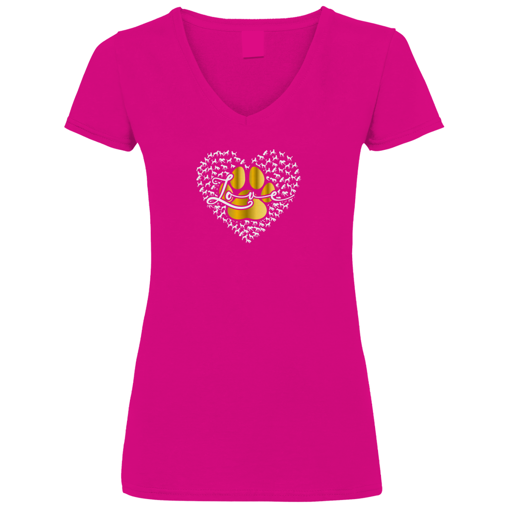 Love Dog - V-Shirt für Damen