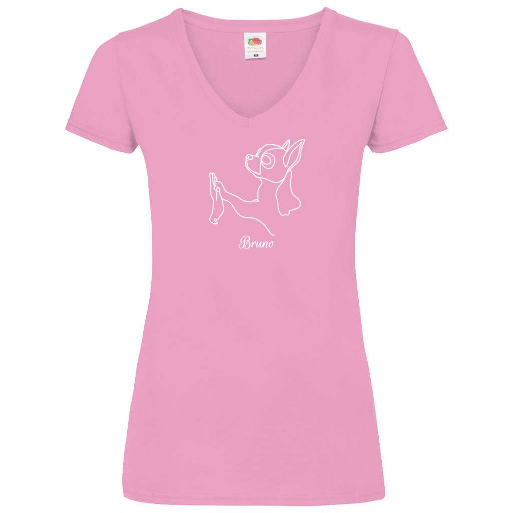 Chihuahua Team - V-Shirt für Damen-Dein Wunschtext