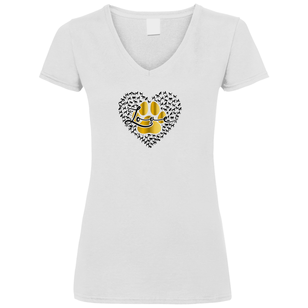 Love Dog - V-Shirt für Damen