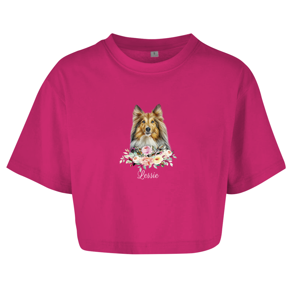 Flower Sheltie - Oversize Crop Top - Dein Wunschtext