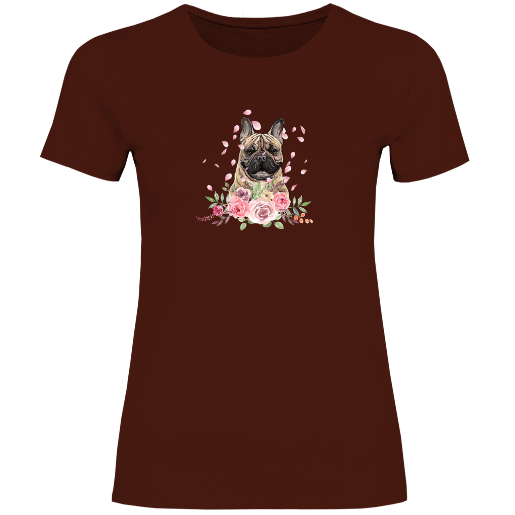 Flower Französische Bulldoge - T-Shirt für Damen