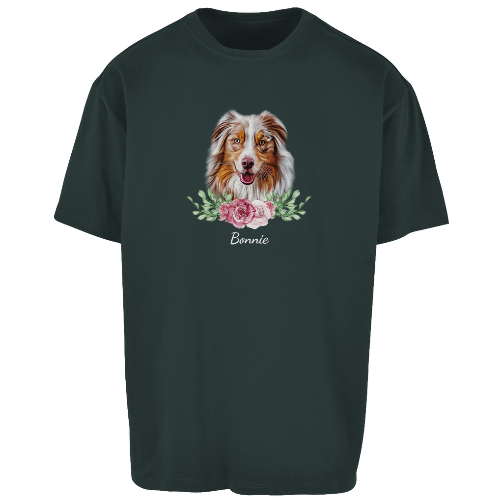 Flower Australian Shepherd - Oversize T-Shirt Unisex-Dein Wunschtext