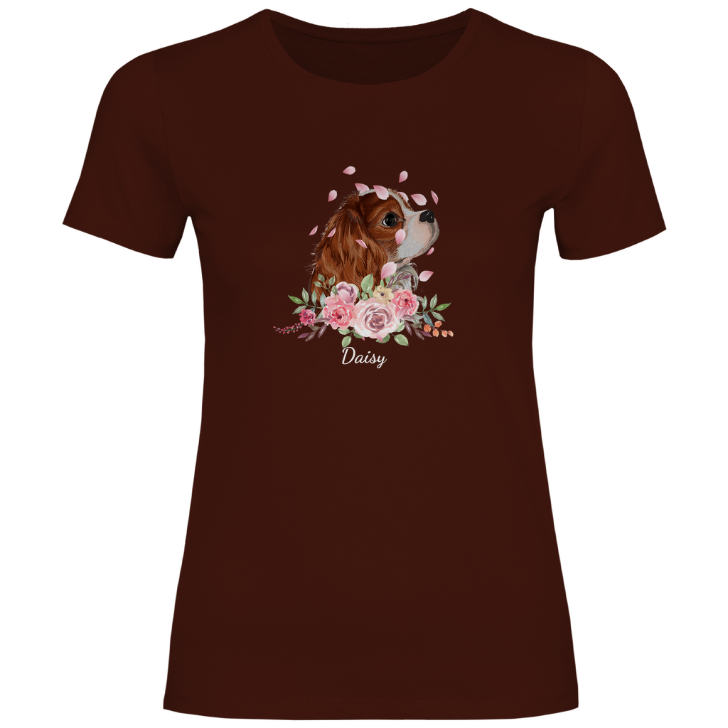 Flower Cavalier King Charles - T-Shirt für Damen-Dein Wunschtext