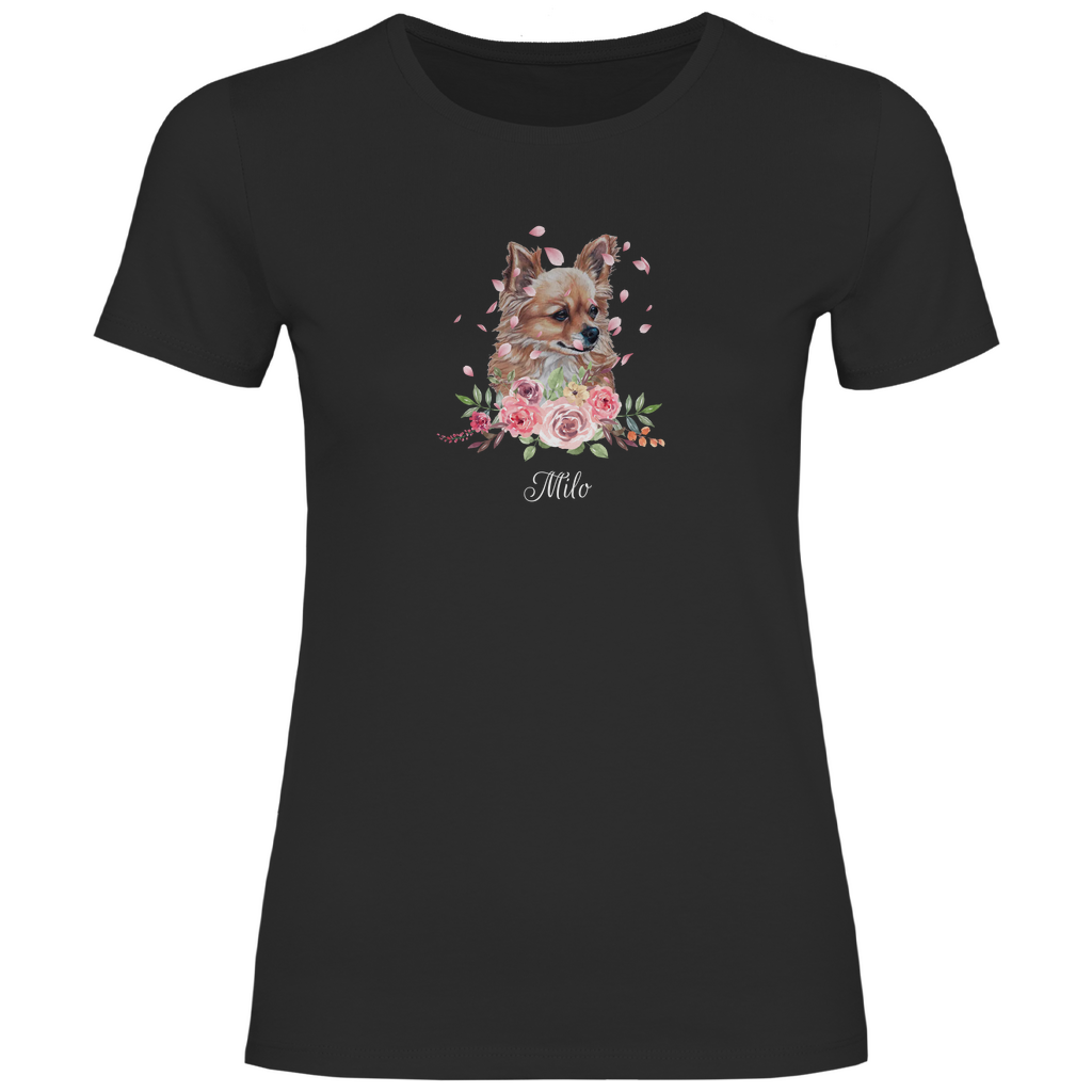 Flower Chihuahua - T-Shirt - Dein Wunschtext