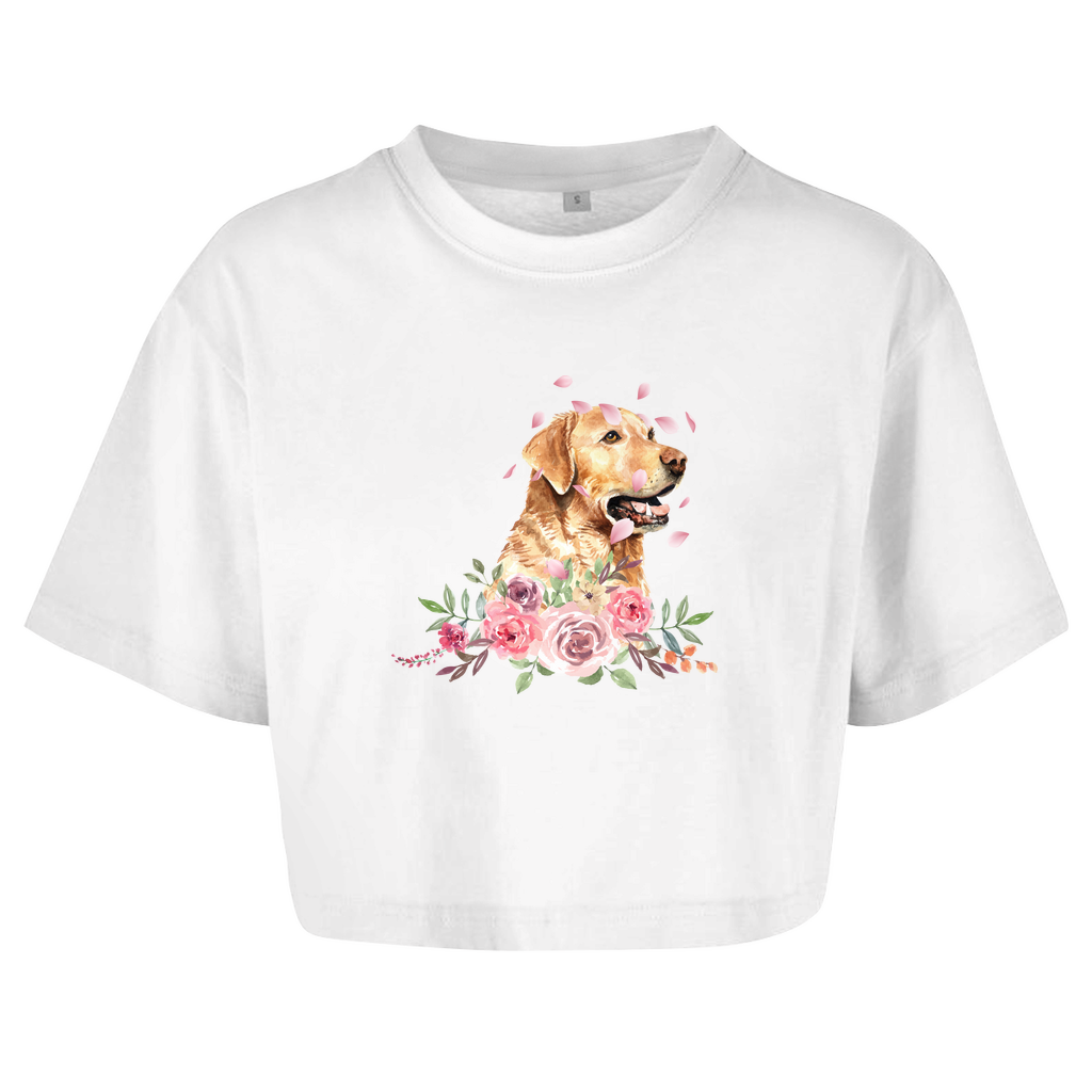 Flower Labrador -  Oversize Crop Top für Damen