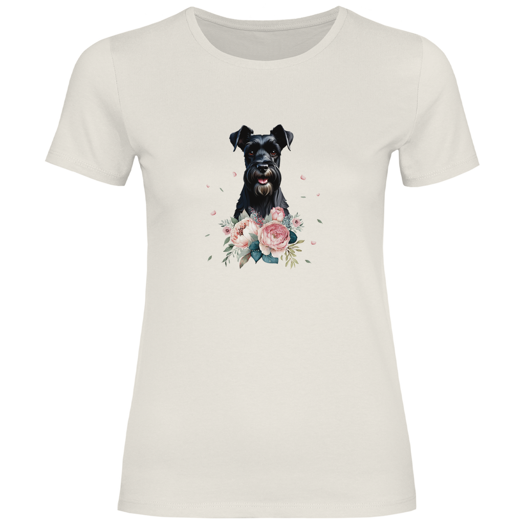 Damen T-Shirt Flower Schnauzer