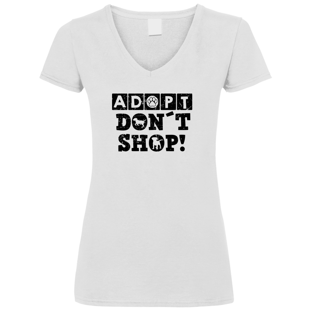 Adopt Don't Shop - V-Shirt für Damen