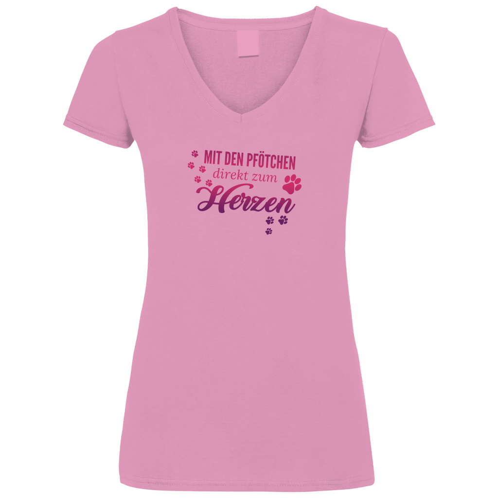 Direkt Zum Herzen - V-Shirt für Damen