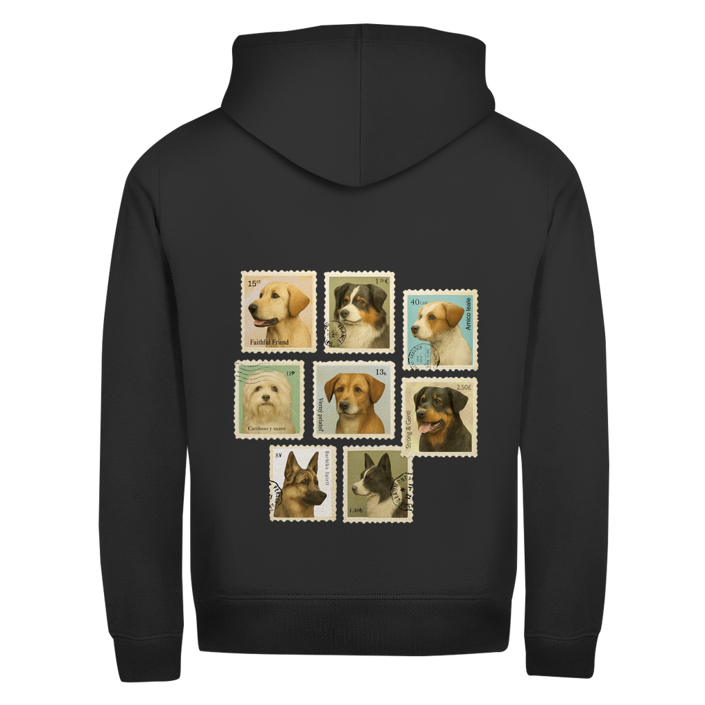 Briefmarken- Zipper-Hoodie Unisex