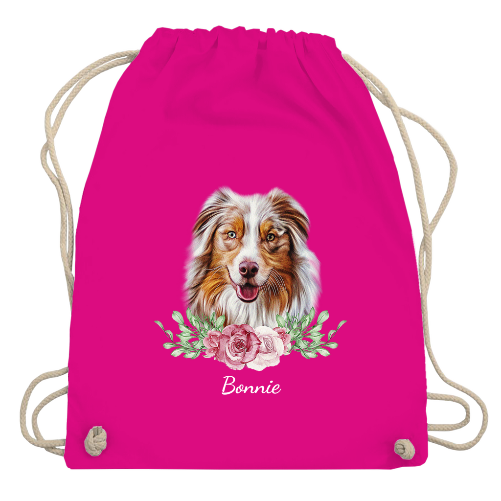 Flower Australian Shepherd - Turnbeutel-Dein Wunschtext