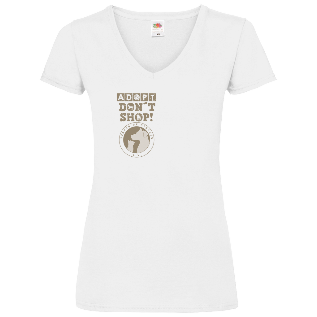 Strays of Streets Adopt Don´T Shop V-Shirt für Damen