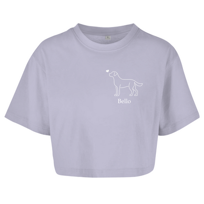 Labrador mit Herz - Oversize Crop Top - Dein Wunschtext