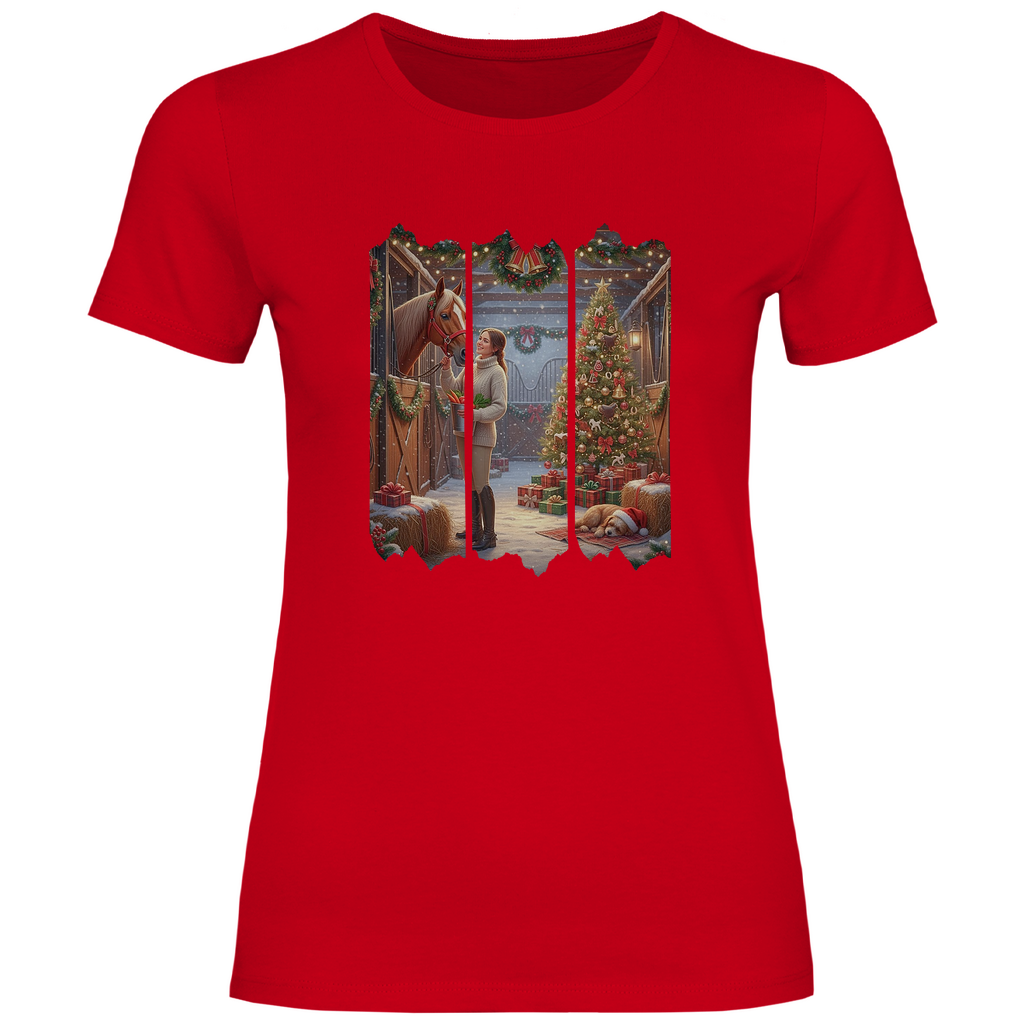 Weihnachtszauber im Stall - T-Shirt für Damen