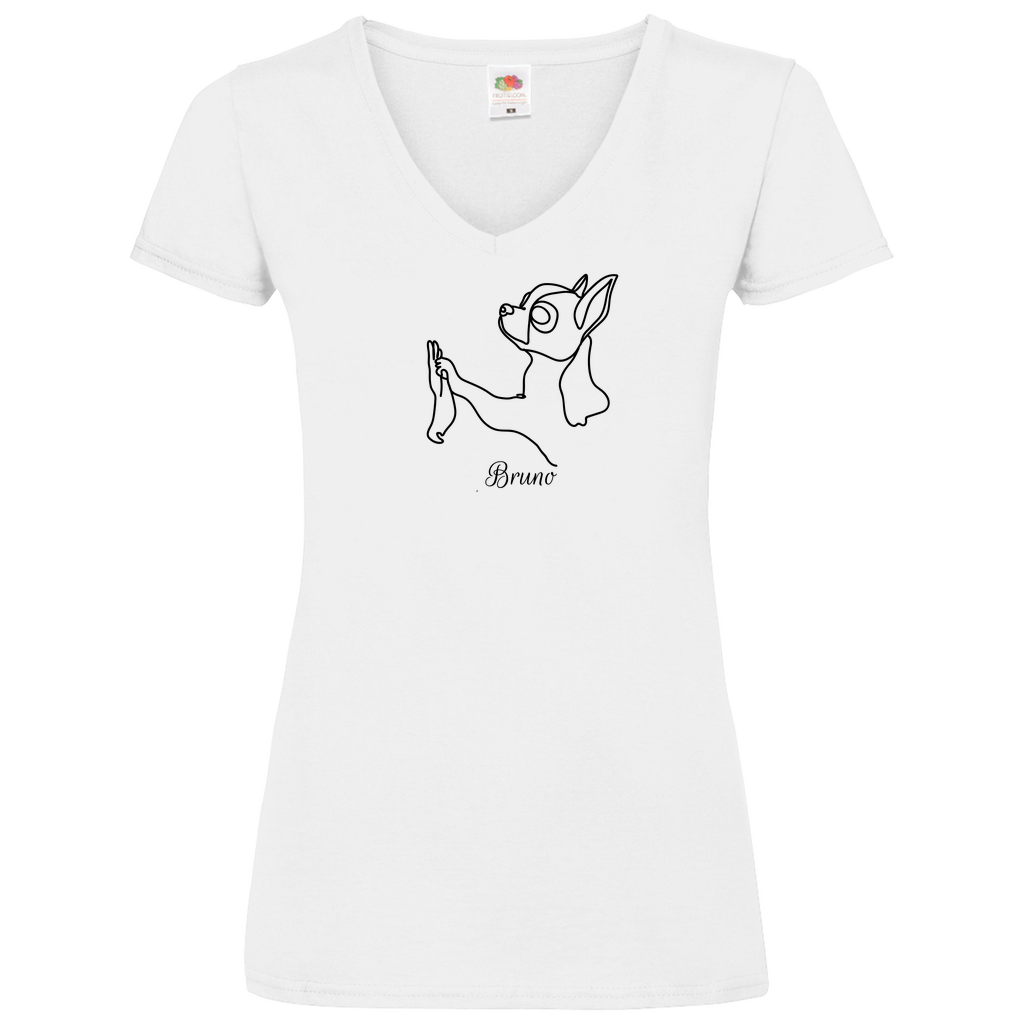 Chihuahua Team - V-Shirt für Damen - Dein Wunschtext