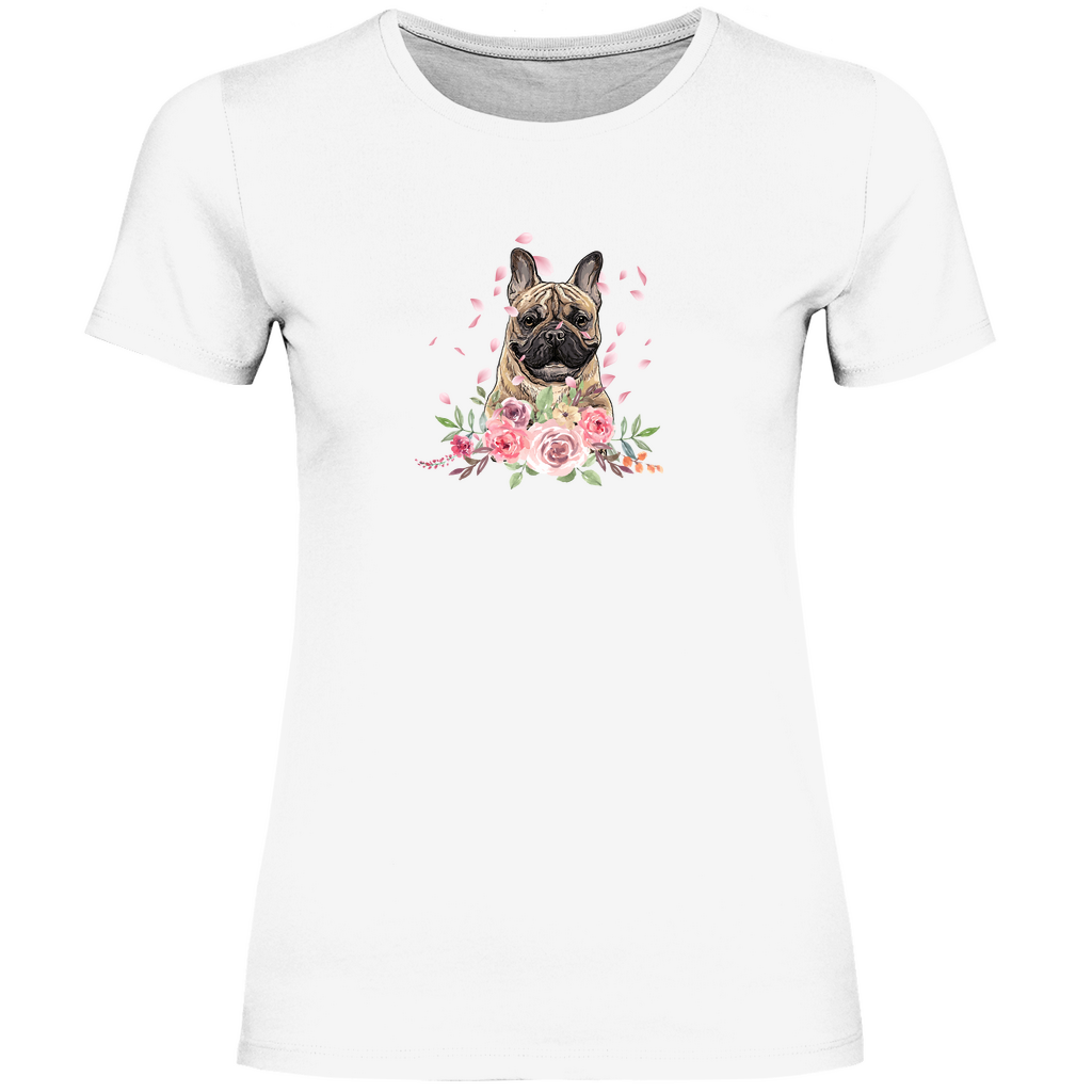 Flower Französische Bulldoge - T-Shirt für Damen