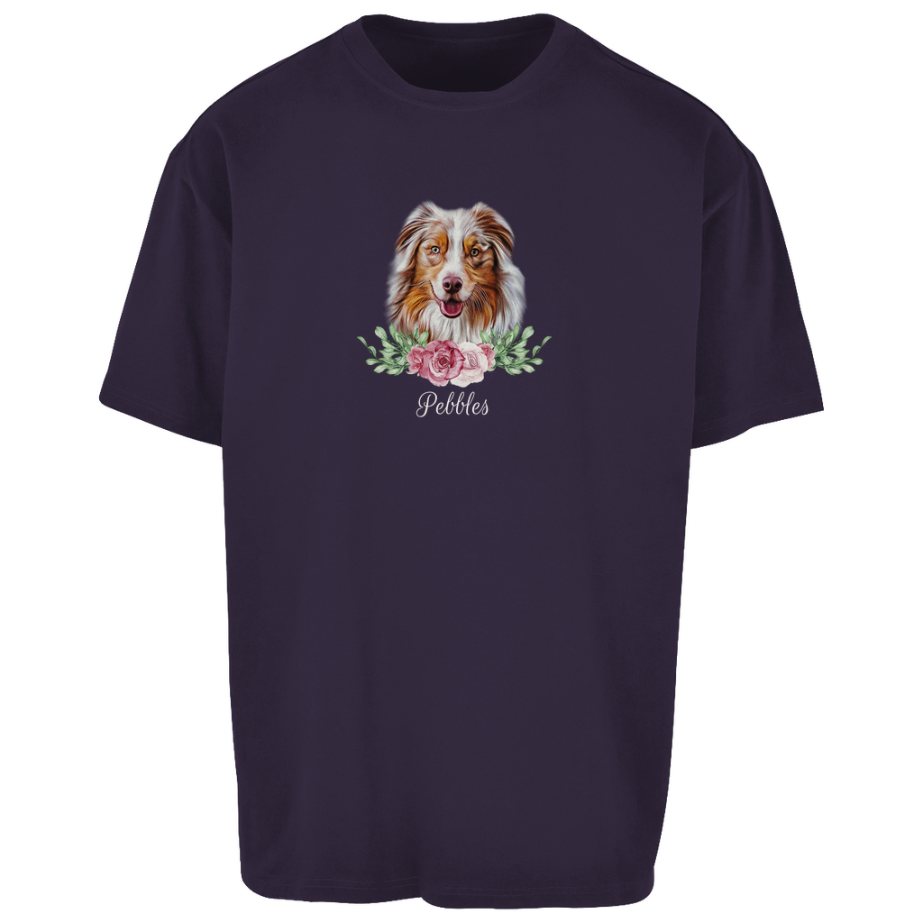 Flower Australian Shepherd - Oversize T-Shirt Unisex - Dein Wunschtext