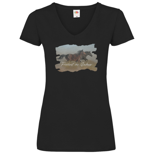 Freiheit im Galopp - V-Shirt für Damen