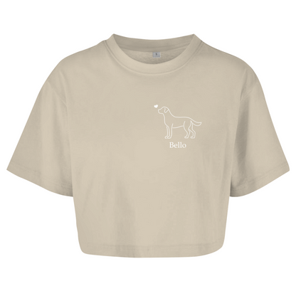 Labrador mit Herz - Oversize Crop Top-Dein Wunschtext