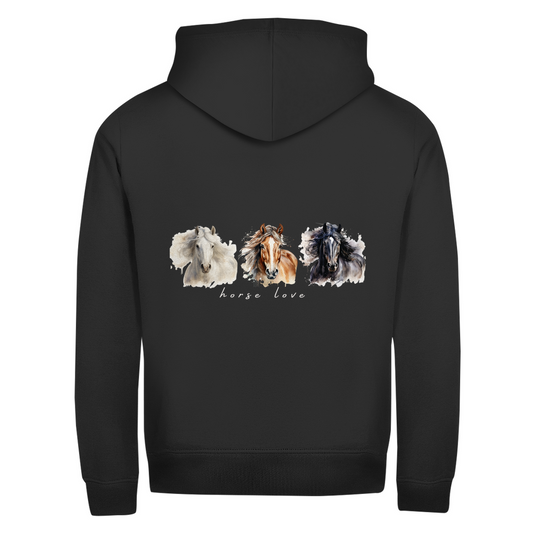 Horse Love- Zipper-Hoodie Unisex | Rückendruck