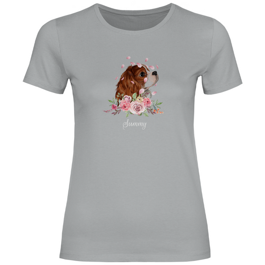 Flower Dog - T-Shirt für Damen - Dein Wunschtext