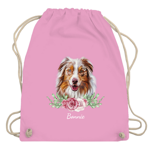 Flower Australian Shepherd - Turnbeutel-Dein Wunschtext