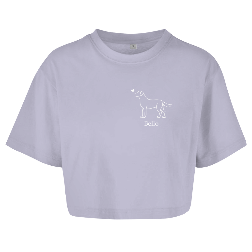 Labrador mit Herz - Oversize Crop Top-Dein Wunschtext