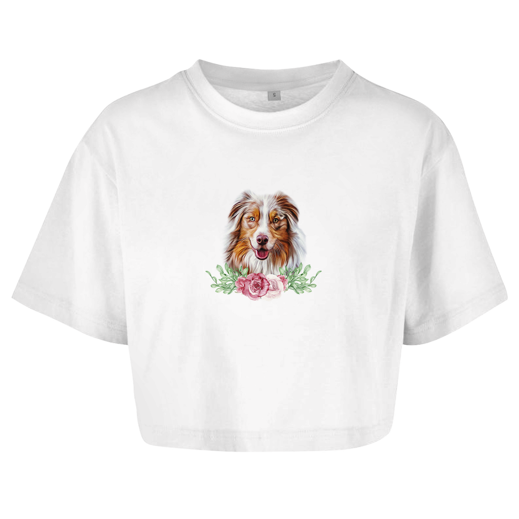 Flower Australian Shepherd - Oversize Crop Top für Damen