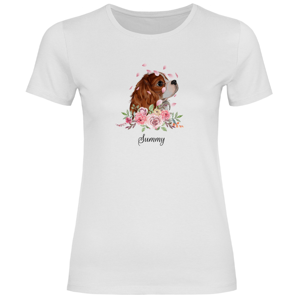 Flower Dog - T-Shirt für Damen - Dein Wunschtext