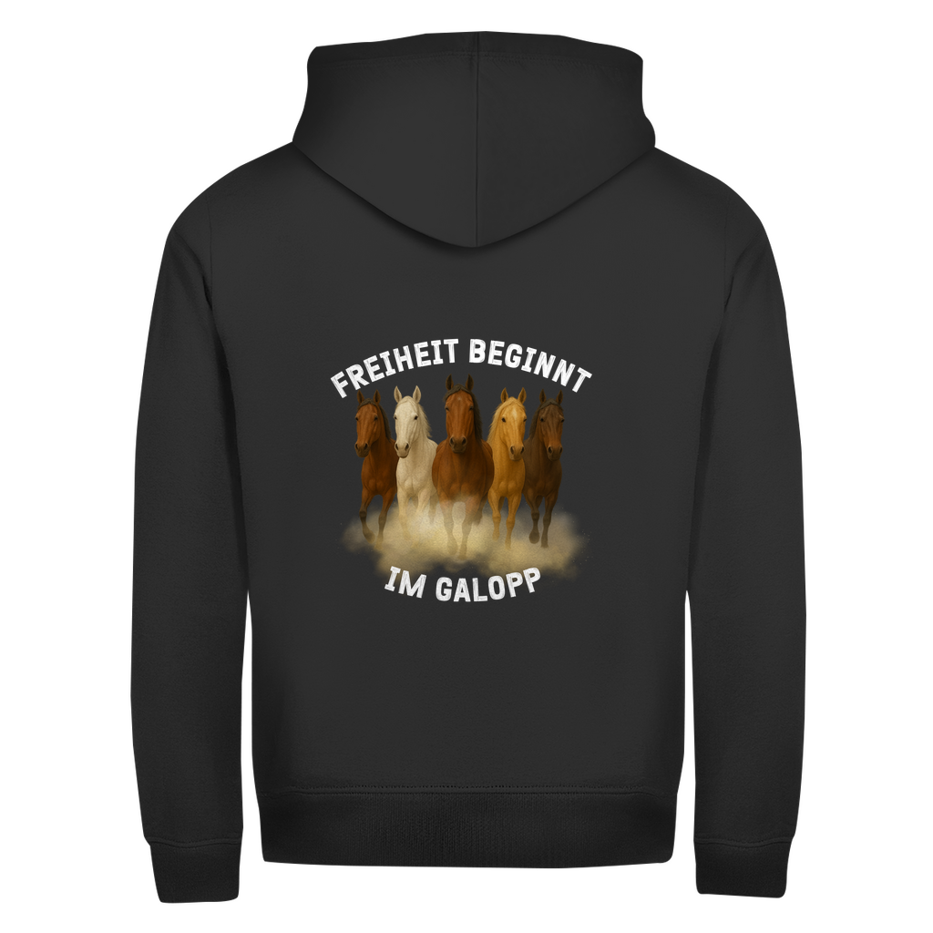 Galopp ist Freiheit- Zipper-Hoodie Unisex | Rückendruck