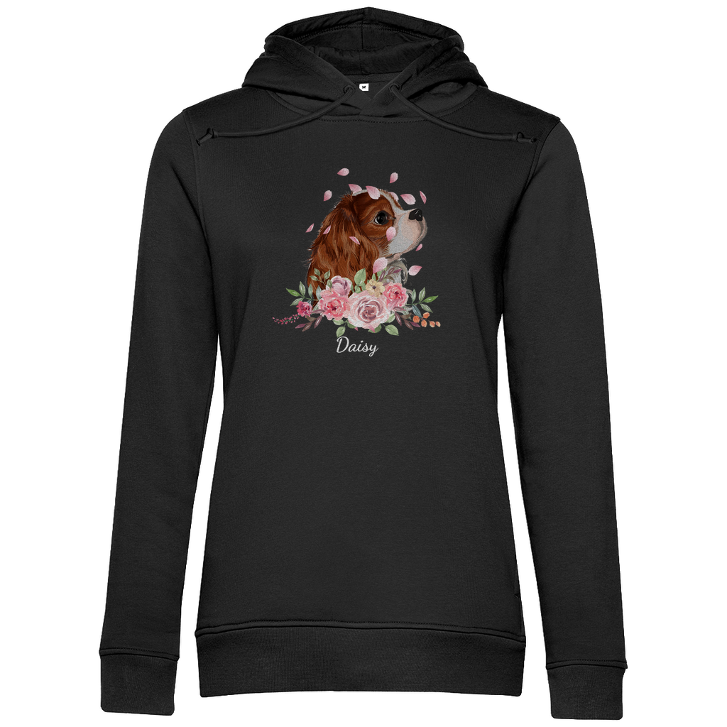 Flower Cavalier King Charles - Bio-Hoodie für Damen-Dein Wunschtext