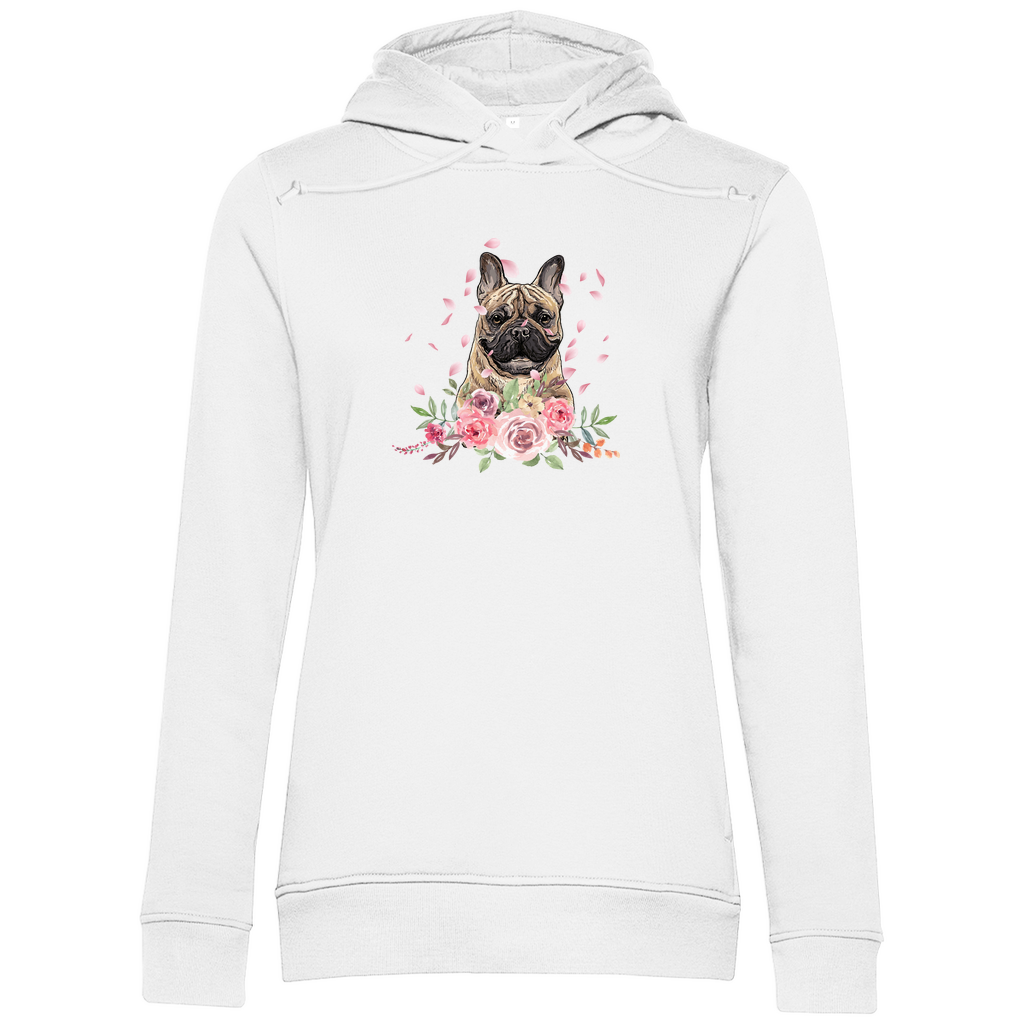 Flower Französische Bulldoge - Bio-Hoodie für Damen