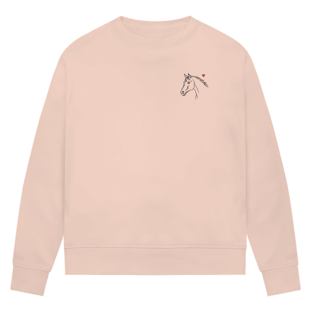 Herzenspferd - Bio-Sweatshirt für Damen |Brustmotiv