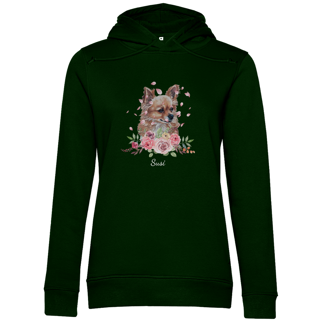 Flower Chihuahua - Bio-Hoodie für Damen-Dein Wunschtext