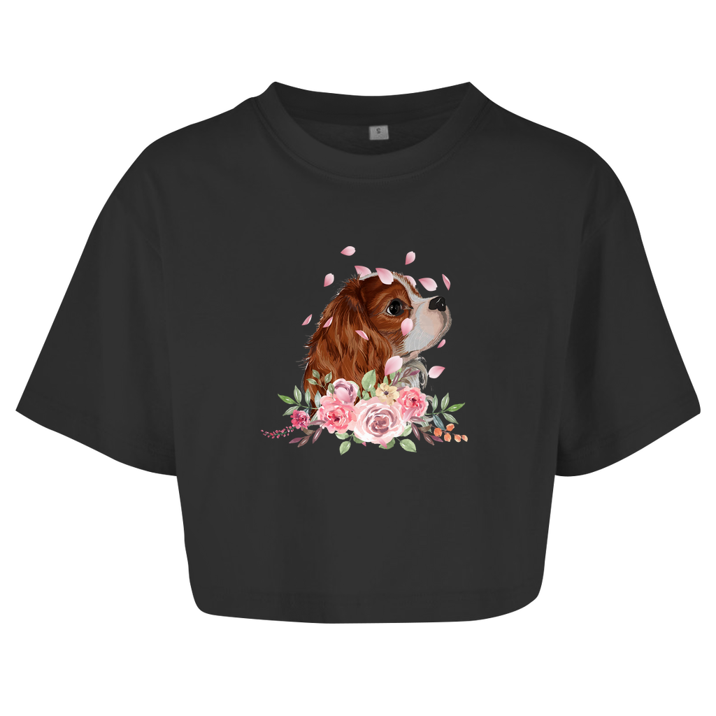 Flower Cavalier King Charles - Oversize Crop Top für Damen