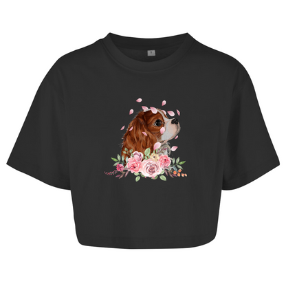 Flower Cavalier King Charles - Oversize Crop Top für Damen