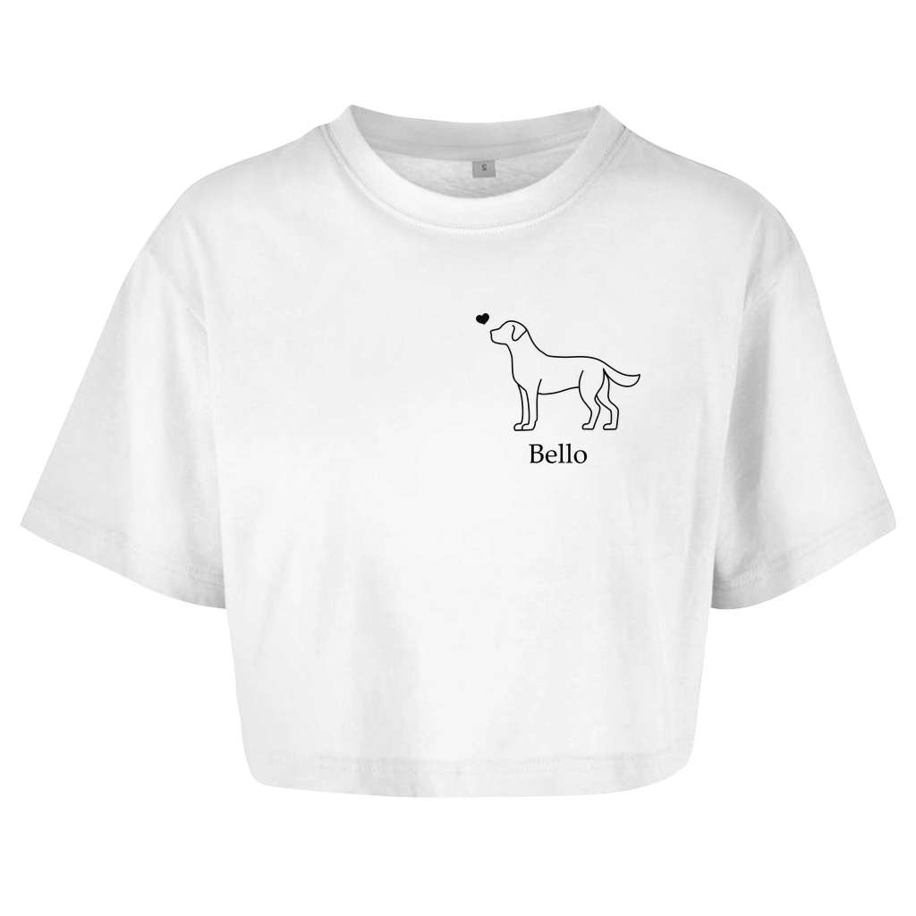 Labrador mit Herz - Oversize Crop Top - Dein Wunschtext