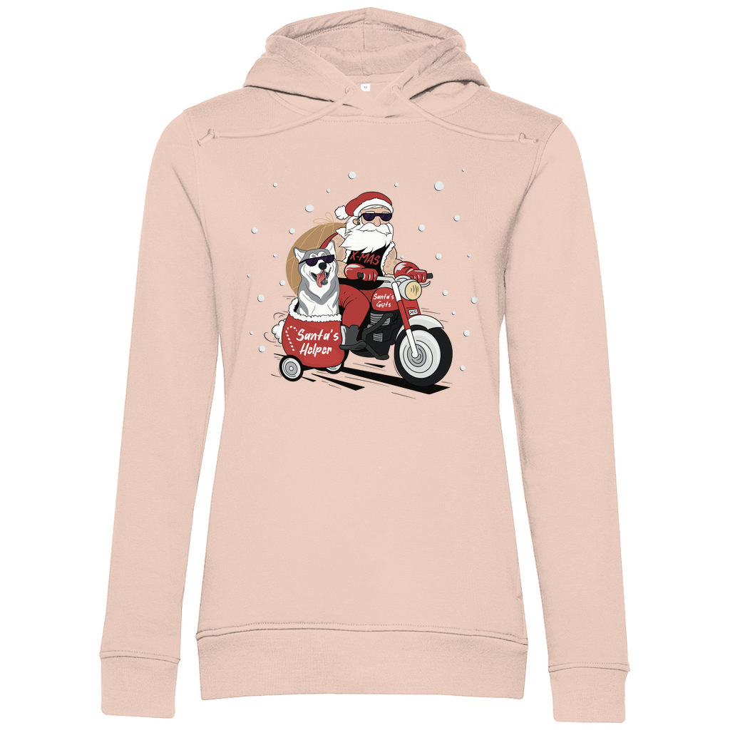 Biker Santa- Bio-Hoodie für Damen-Weihnachten