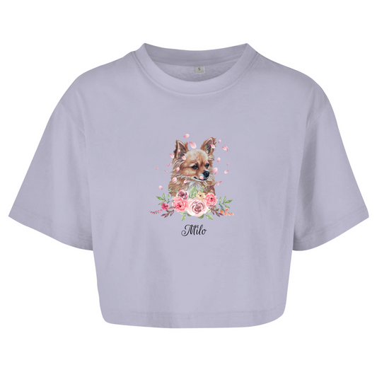 Flower Chihuahua - Oversize Crop Top - Dein Wunschtext