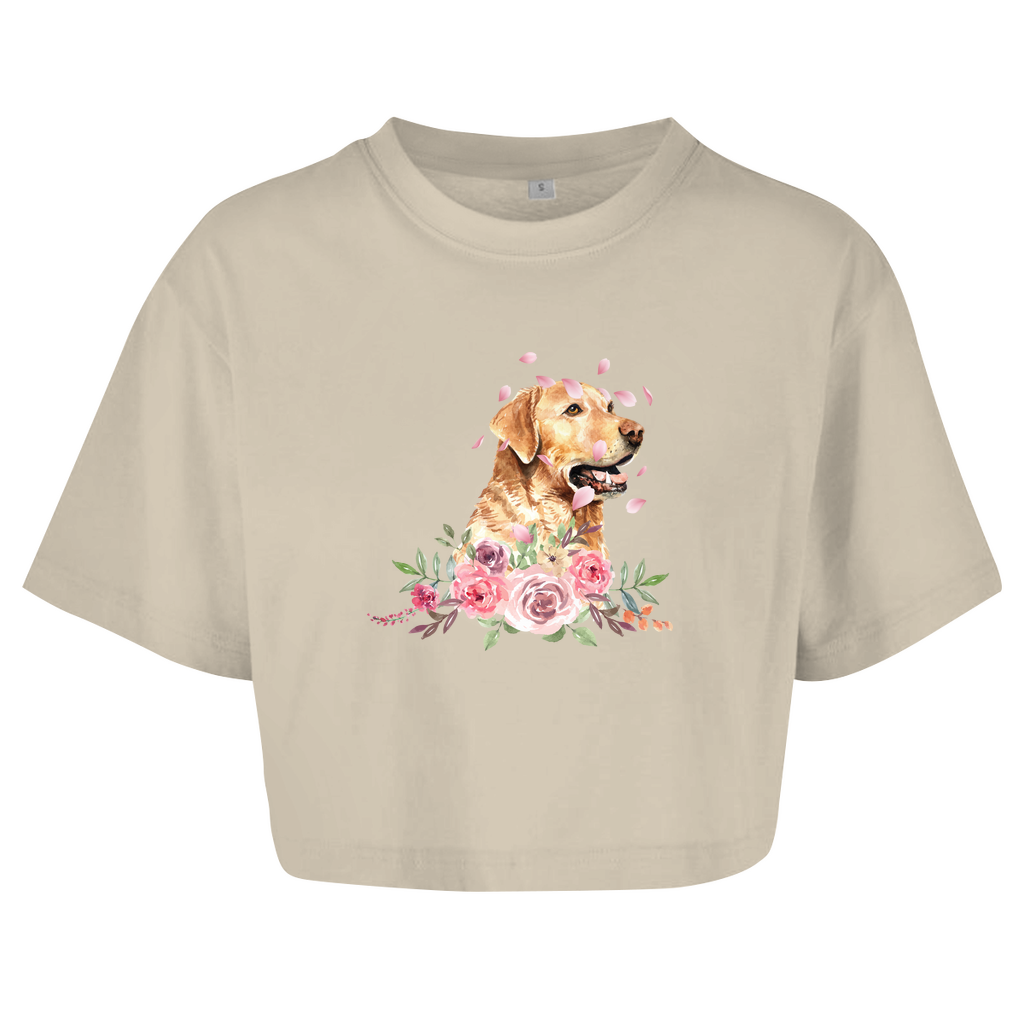 Flower Labrador -  Oversize Crop Top für Damen