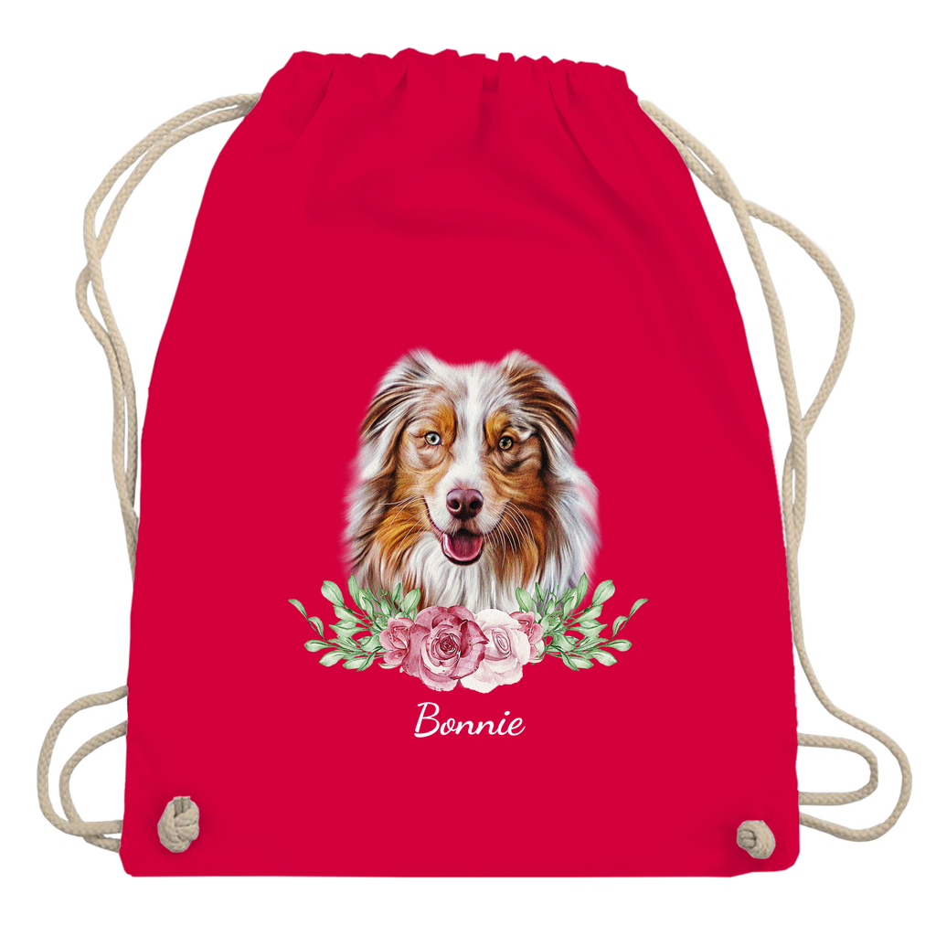 Flower Australian Shepherd - Turnbeutel-Dein Wunschtext