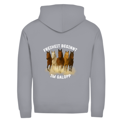 Galopp ist Freiheit- Zipper-Hoodie Unisex | Rückendruck