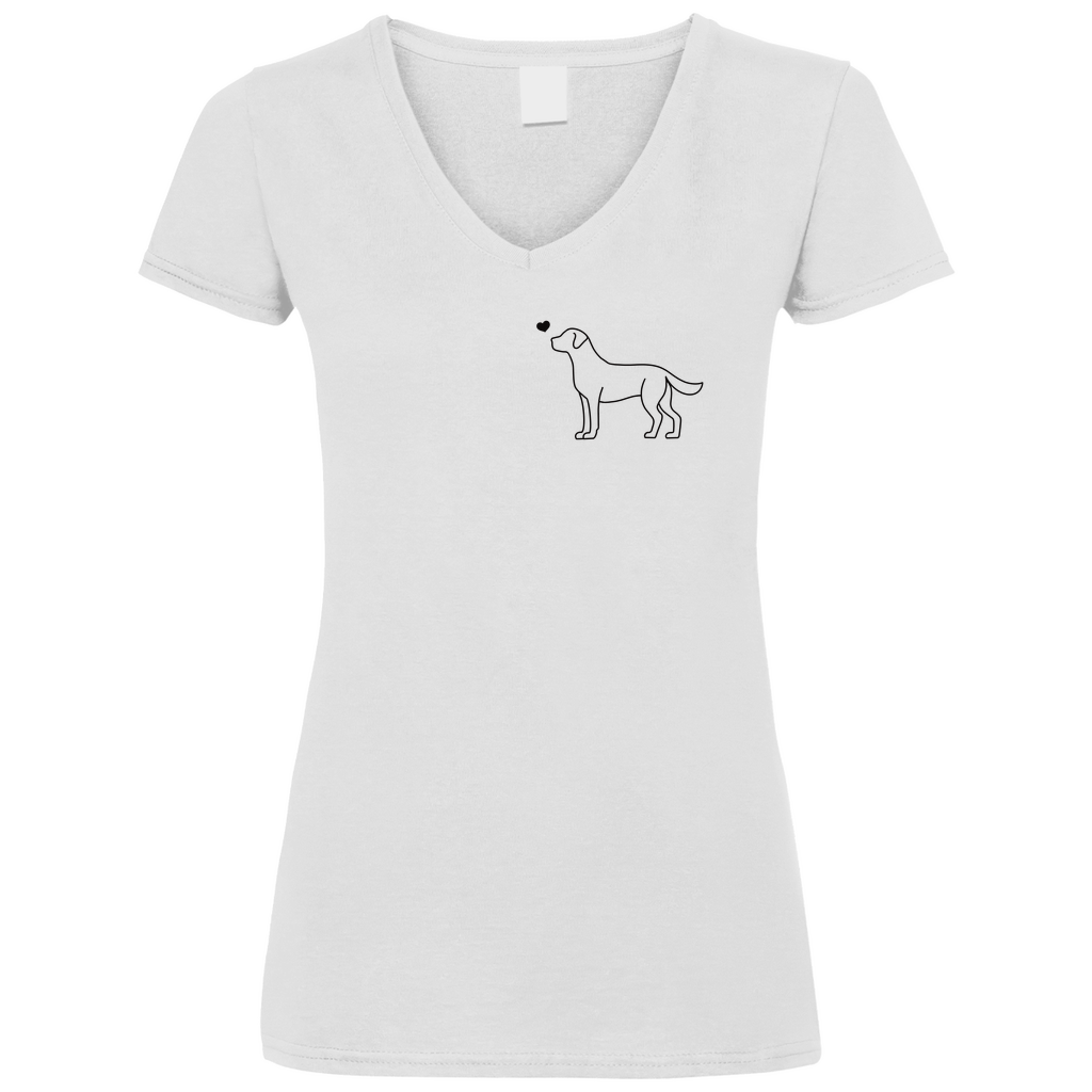 Labrador mit Herz - V-Shirt für Damen