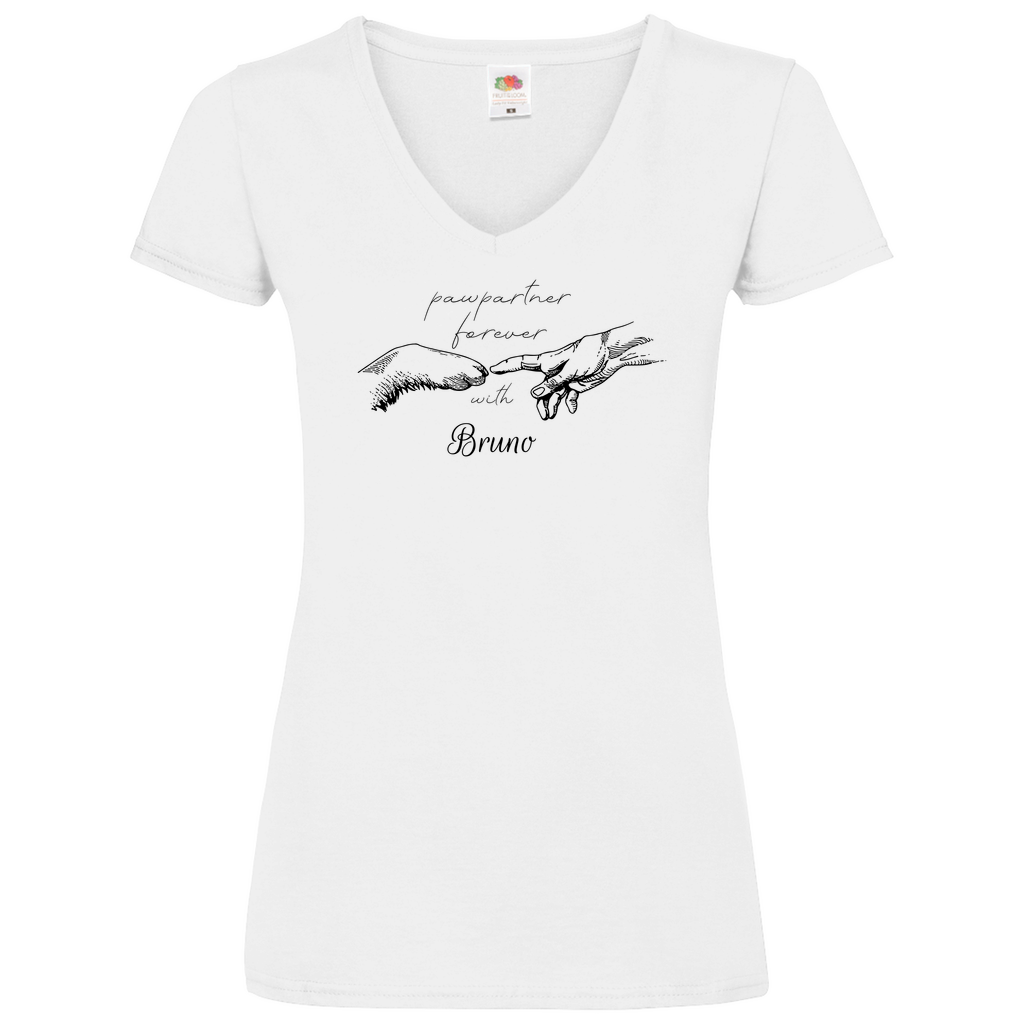 Paw Partner - V-Shirt für Damen - Dein Wunschtext