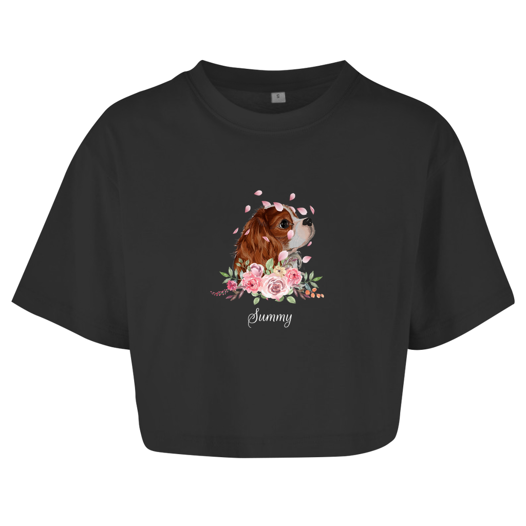 Flower Dog - Oversize Crop Top - Dein Wunschtext