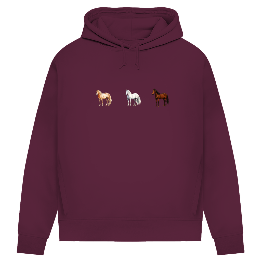 Pferde Trio - Bio-Hoodie für Damen
