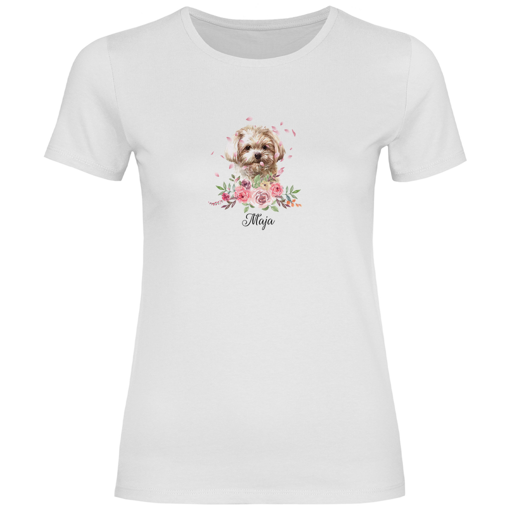 Flower Malteser - T-Shirt für Damen - Dein Wunschtext