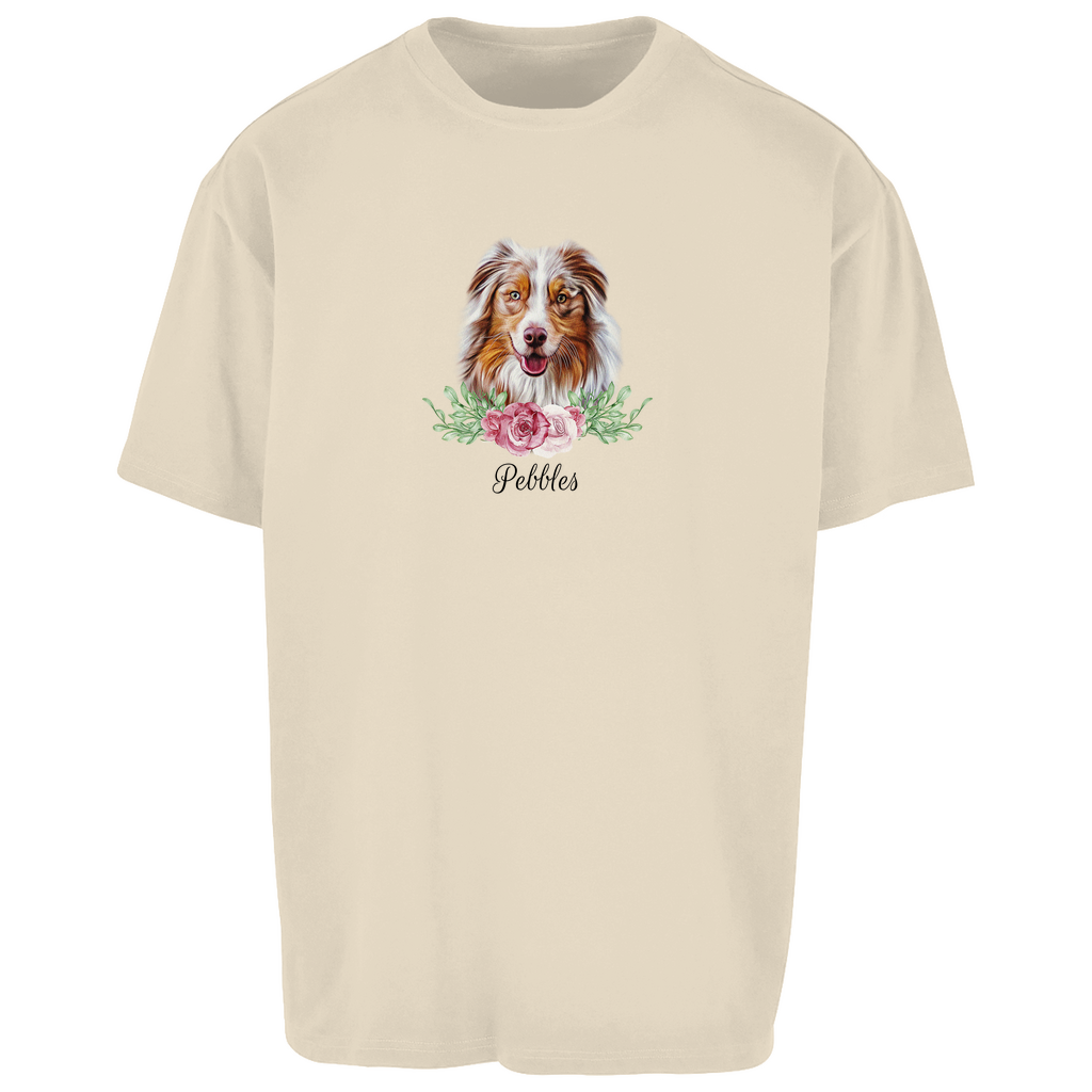 Flower Australian Shepherd - Oversize T-Shirt Unisex - Dein Wunschtext