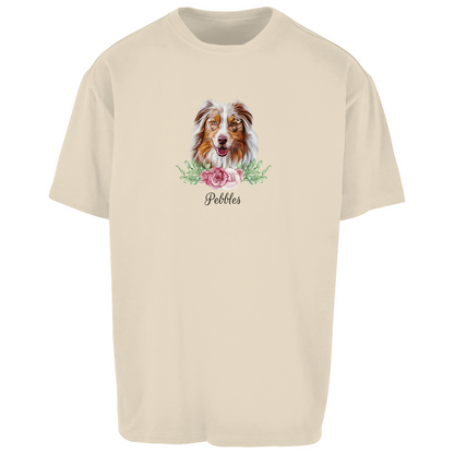 Flower Australian Shepherd - Oversize T-Shirt Unisex - Dein Wunschtext