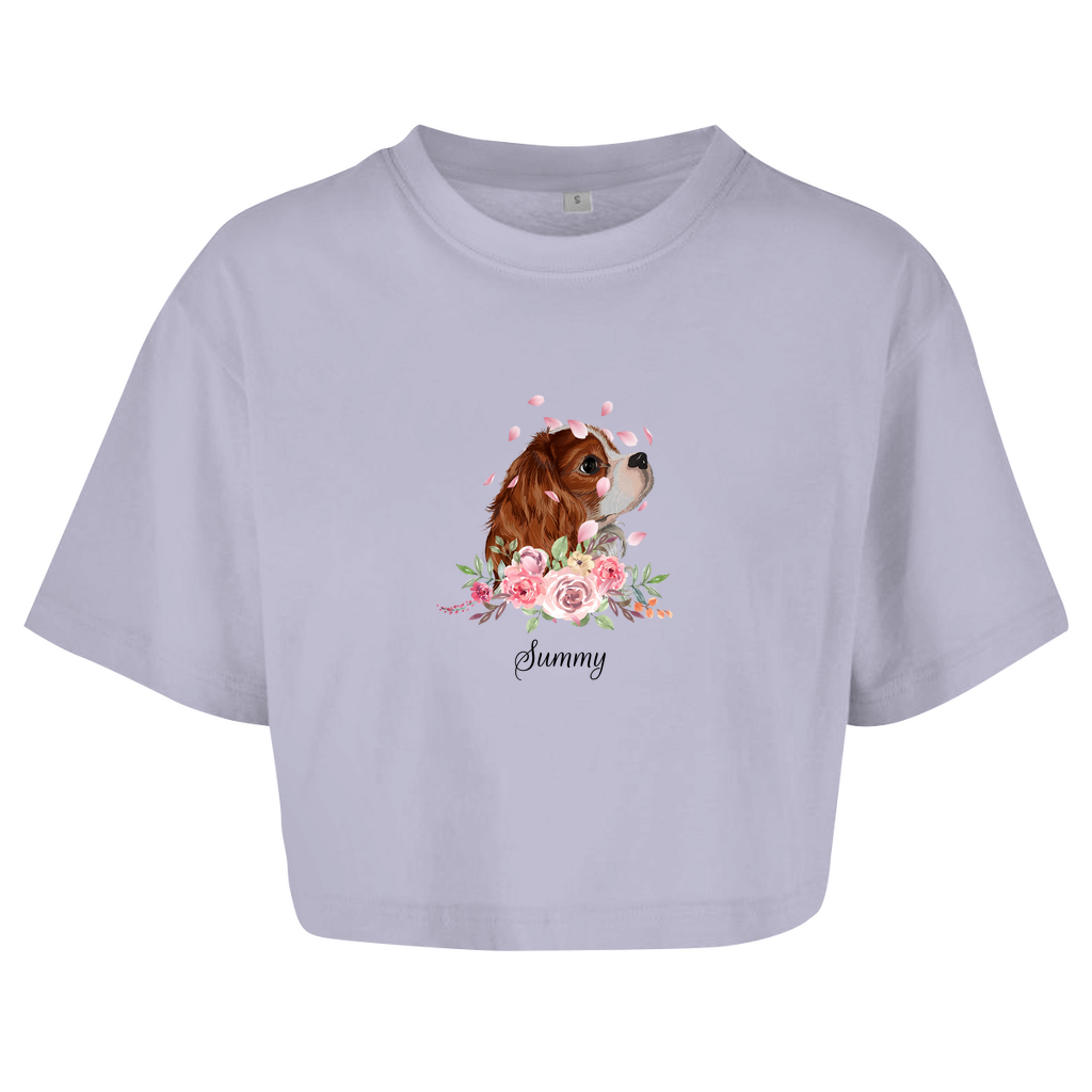 Flower Dog - Oversize Crop Top - Dein Wunschtext